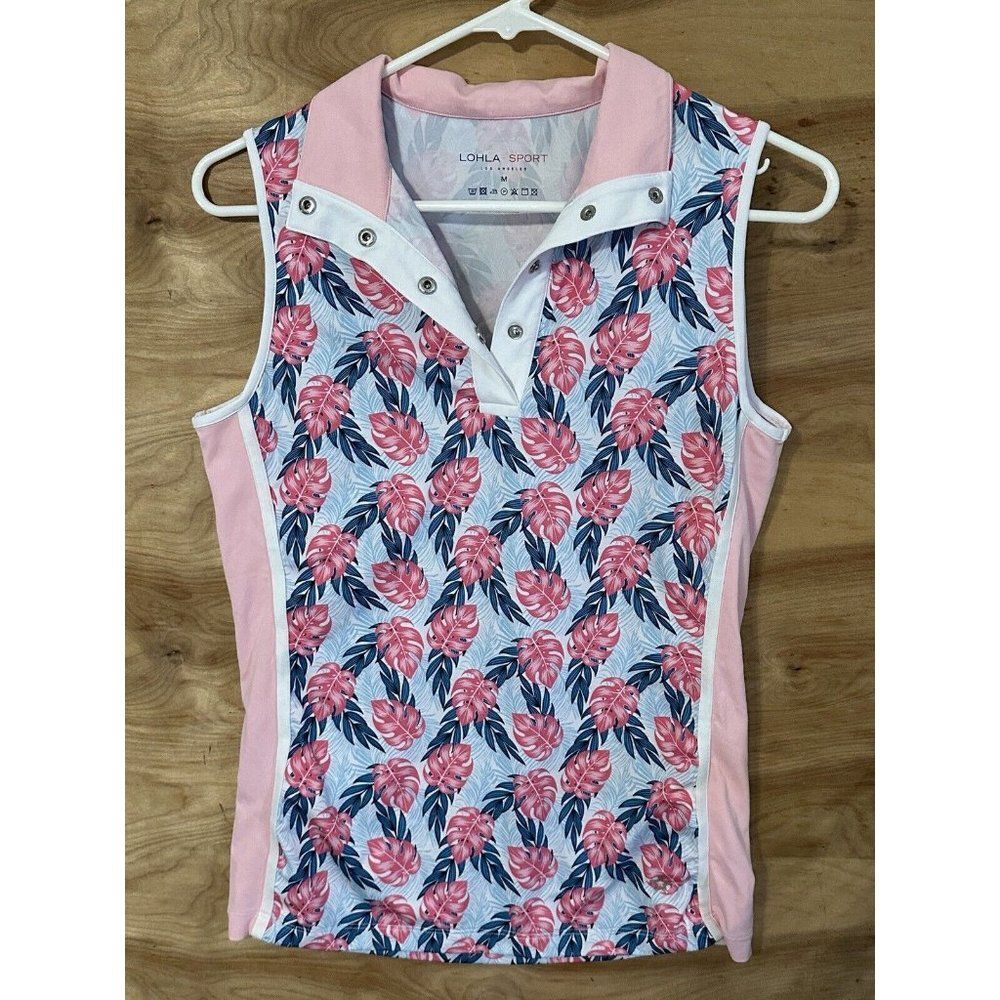 Lohla Sport Women's M Golf Pickleball Sleeveless Polo Tank Top Shirt Stretch